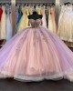 Corset Illusion Bodice Pink And Purple Quinceanera Dresses Plus Size