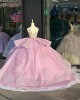 Off The Shoulder Pastel Pink Quince Dress With Illusion Bodice