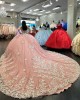 Off The Shoulder Puffy Pink Quinceanera Dresses With Long Sleeves