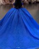 Off the Shoulder 2024 Instagram Puffy Royal Blue Quinceanera Dresses