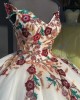 Strapless Traditional White Mexican Quinceanera Dresses With Red Metallic Appliques