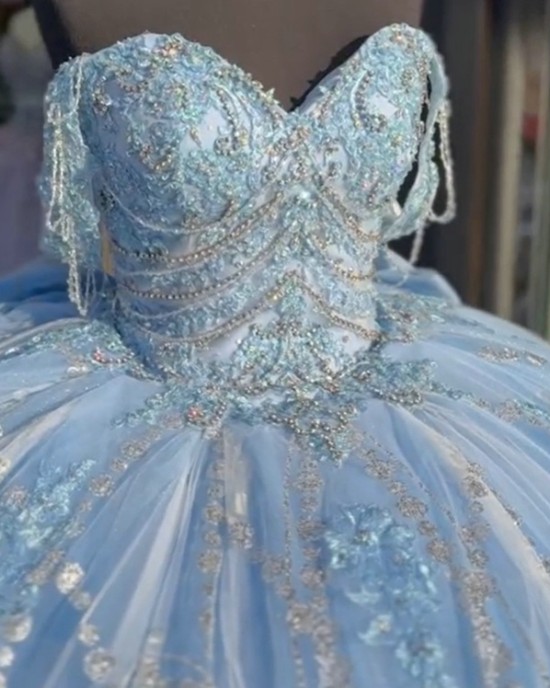 Sweetheart Off The Shoulder Quinceanera Dresses In Blue