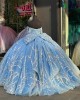 Sweetheart Off The Shoulder Quinceanera Dresses In Blue