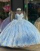 Sweetheart Off The Shoulder Quinceanera Dresses In Blue