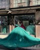 Cape Sleeve Green Quinceanera Dresses Lace Appliques Sweetheart Neckline 15 Dress