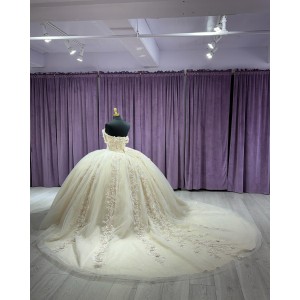 Ivory Quinceanera Dresses Lace Appliqued Off Shoulder 15 Dress