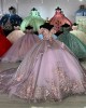 Lilac Quinceanera Dress Off Shoulder 3D Floral Appliques 15 Dresses