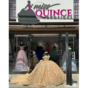 Off Shoulder Gold Quince Dress Metallic Sequin Ball Gown Sweetheart Neckline 15 Dresses With Bow