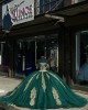 Off Shoulder Green 15 Dresses Metallic Sequin Ball Gown Sweetheart Neck Dress