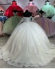 Off Shoulder Ivory Quinceanera Dresses Sheer Bodice 15 Dress With Long Sleeve