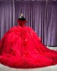 Off Shoulder Sequin Red Quince Dresses Sequin Sweetheart Neckline 15 Dress