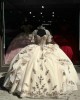 Ruffled Ivory Quince Dress Sweetheart Neck Ball Gown Metallic Sequin 15 Dresses