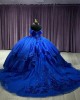 Sequin Navy Blue Quinceanera Dresses Off Shoulder 15 Dress