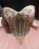 Sheer Bodice Sweetheart 15 Ball Gown Sequin Pink Quinceanera Dress With Bow