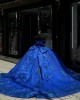 Sleeveless Blue Quince Dress Off Shoulder Ball Gown Metallic Sequin 15 Dresses