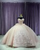 Strapless Light Pink Quinceanera Dresses Sweetheart 15 Dress With Lace Appliques