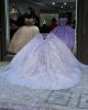 Strapless Light Purple 15 Dresses Sweetheart Neck Ball Gown 3D Flower Quince Dress