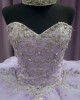 Strapless Lilac Quinceanera Dresses Crystal Sweetheart Neck Lace Appliques 15 Dress