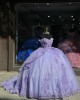 Sweetheart Light Purple Quinceanera Dresses Lace Appliques Off Shoulder 15 Dress With Bow