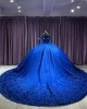 Sweetheart Neck Crystal Navy blue Quinceanera Dresses Off Shoulder Sequin 15 Dress