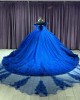 Sweetheart Neck Crystal Navy blue Quinceanera Dresses Off Shoulder Sequin 15 Dress