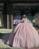 Sweetheart Neck Pink Quinceanera Dresses Off Shoulder 15 Dress With Bow