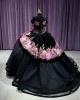 Sweetheart Neckline Black Quinceanera Dresses Off Shoulder Lace Appliques 15 Dress