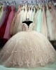 V Neck Rose Gold Quinceanera Dress Lace Appliquéd Ball Gown With Bow