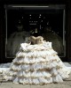 White And Gold Quinceanera Dress Long Sleeve Ball Gown With Bow