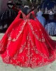 Cape Sleeve Red Quinceanera Dresses Sweetheart Neck Ball Gown Metallic Flower 15 Dress