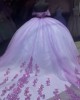 Lilac Quince Dresses Metallic Sequin 15 Dress Sweetheart Neck Ball Gown