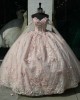 Cape Sleeve Pink Quince Dresses Sweetheart Neck 15 Dress Lace Appliques Ball Gown With Bow