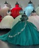 Off Shoulder Emerald Green Quince Dress Sweetheart Neck Ball Gown Beading 15 Dresses With Bow