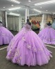 Off Shoulder Lilac Quinceanera Dress Sweetheart Neck 15 Dresses Lace Leaf Ball Gown With 3D Floral Appliques