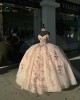 Off Shoulder Pink Quinceanera Dresses Sweetheart Neck Ball Gown 15 Dress With Embroidered Flowers