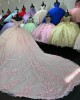 Off Shoulder Rose Gold Quinceanera Dresses Sweetheart Neck 15 Dress With 3D Flowers