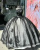 One Shoulder Black Quinceanera Dress Lace Appliques Ball Gown 15 Dresses