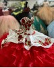 Ruffled Red Quinceanera Dress Sweetheart Embroidered Flowers 15 Dresses Sleeveless Ball Gown