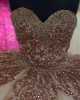 Sleeveless Champagne Quince Dress Sweetheart Ball Gown Metallic Sequin 15 Dresses