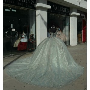 Sleeveless Gray Green Quinceanera Dresses Sweetheart Neck Lace Appliques Beading 15 Dress