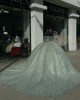 Sleeveless Gray Green Quinceanera Dresses Sweetheart Neck Lace Appliques Beading 15 Dress