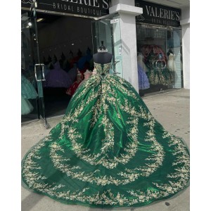 Sleeveless Green Quinceanera Dress Sweetheart Lace Appliques Crystal 15 Dresses