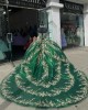 Sleeveless Green Quinceanera Dress Sweetheart Lace Appliques Crystal 15 Dresses