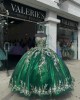 Sleeveless Green Quinceanera Dress Sweetheart Lace Appliques Crystal 15 Dresses