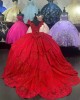 Sleeveless Red Quinceanera Dress V Neck Sequin 15 Dresses With Bow