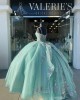 Spaghetti Strap Aqua Quinceanera Dress Sweetheart Neck 15 Dresses Metallic Sequin Ball Gown With Multi Color Floral