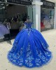 Spaghetti Strap Navy Blue Quinceanera Dress Sweetheart Pearl 15 Dresses With Three Dimensional Embroidered