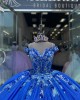 Spaghetti Strap Navy Blue Quinceanera Dress Sweetheart Pearl 15 Dresses With Three Dimensional Embroidered