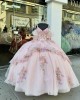 Spaghetti Strap Pink Quince Dresses V Neck Embroidered Flowers 15 Dress With Bow