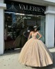 Strapless Champagne Quince Dresses Sweetheart Neck Crystal 15 Dress Lace Appliques Ball Gowns